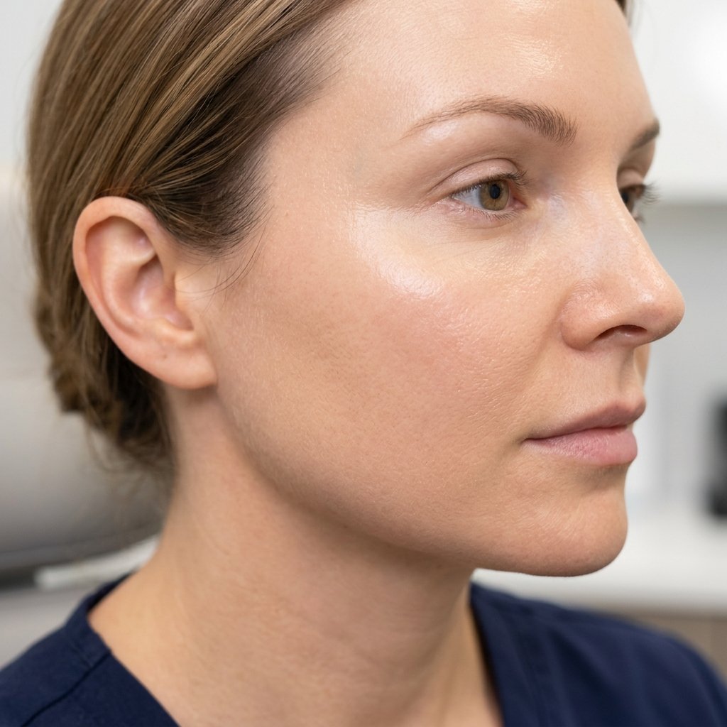 Clear cheek after laser treatment